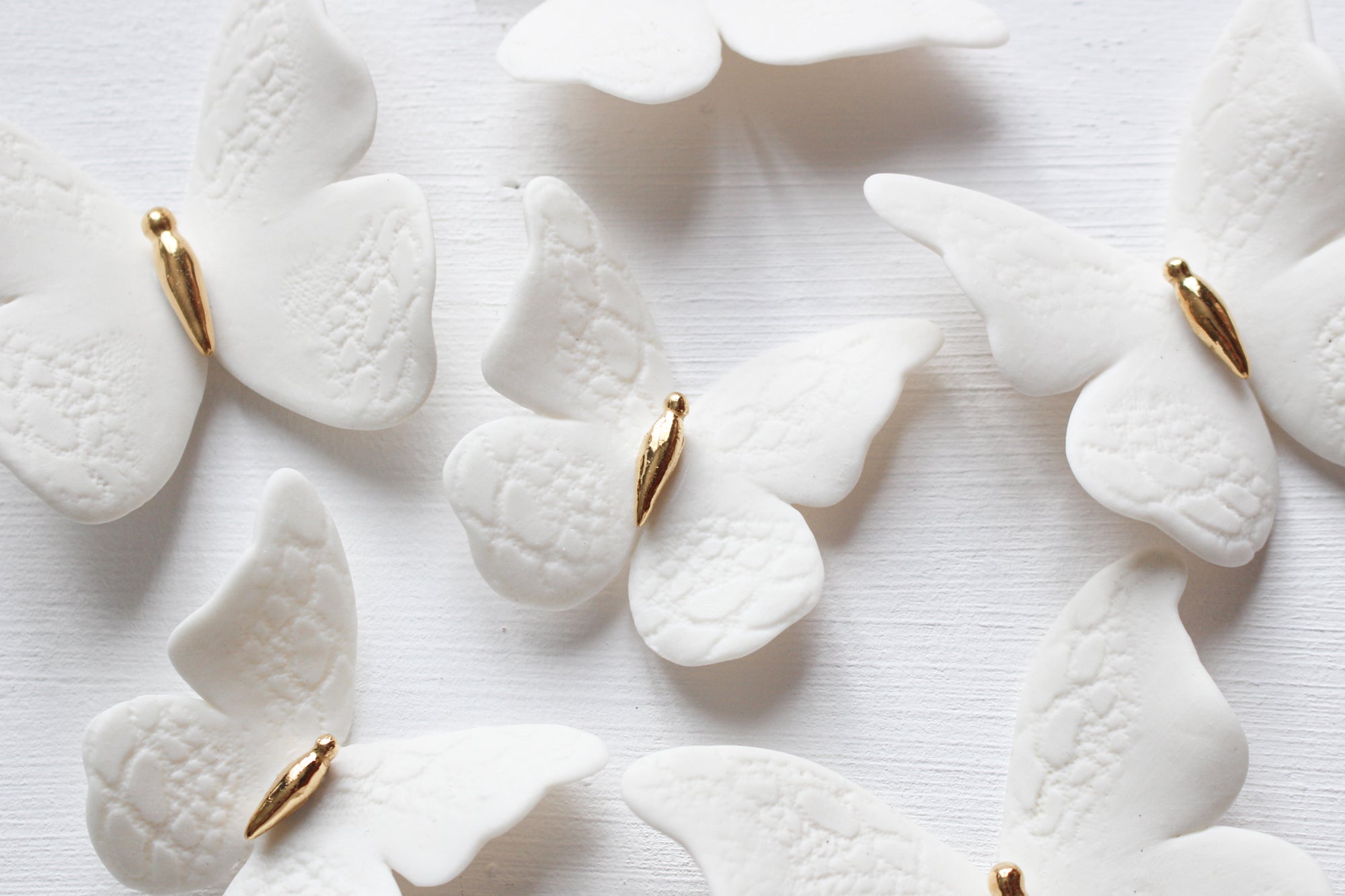 White Porcelain Butterflies handmade in France by Alain Granell