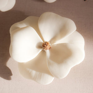 White and Gold Porcelain Flower for Wall Decoration, Frames and Panels by Alain Granell - Handmade in France