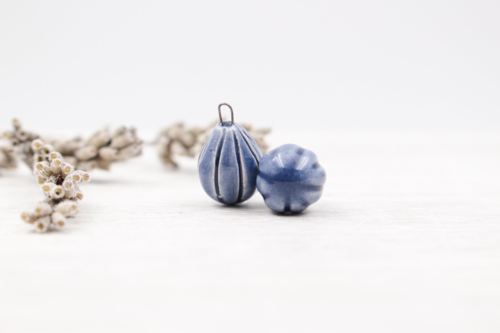 Ceramic Melon Drop Charms for Jewelry and accessories making handmade in France by Alain Granell