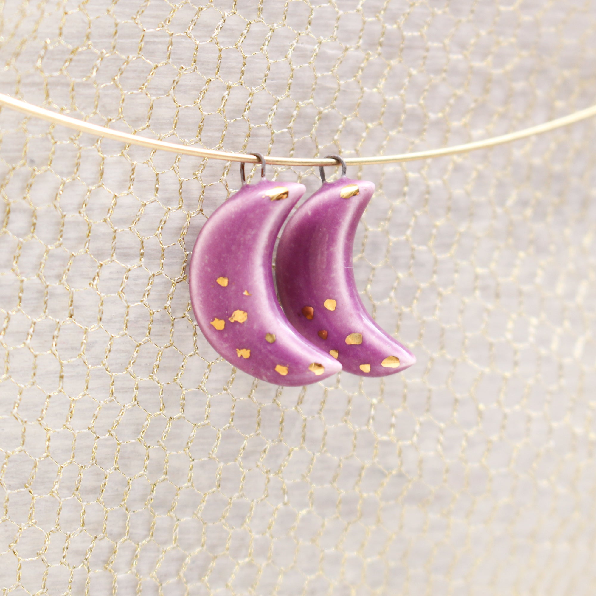 Ceramic Moon Charms for Jewelry and Accessories Making handmade in France by Alain Granell