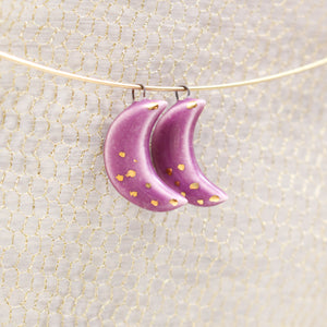 Ceramic Moon Charms for Jewelry and Accessories Making handmade in France by Alain Granell