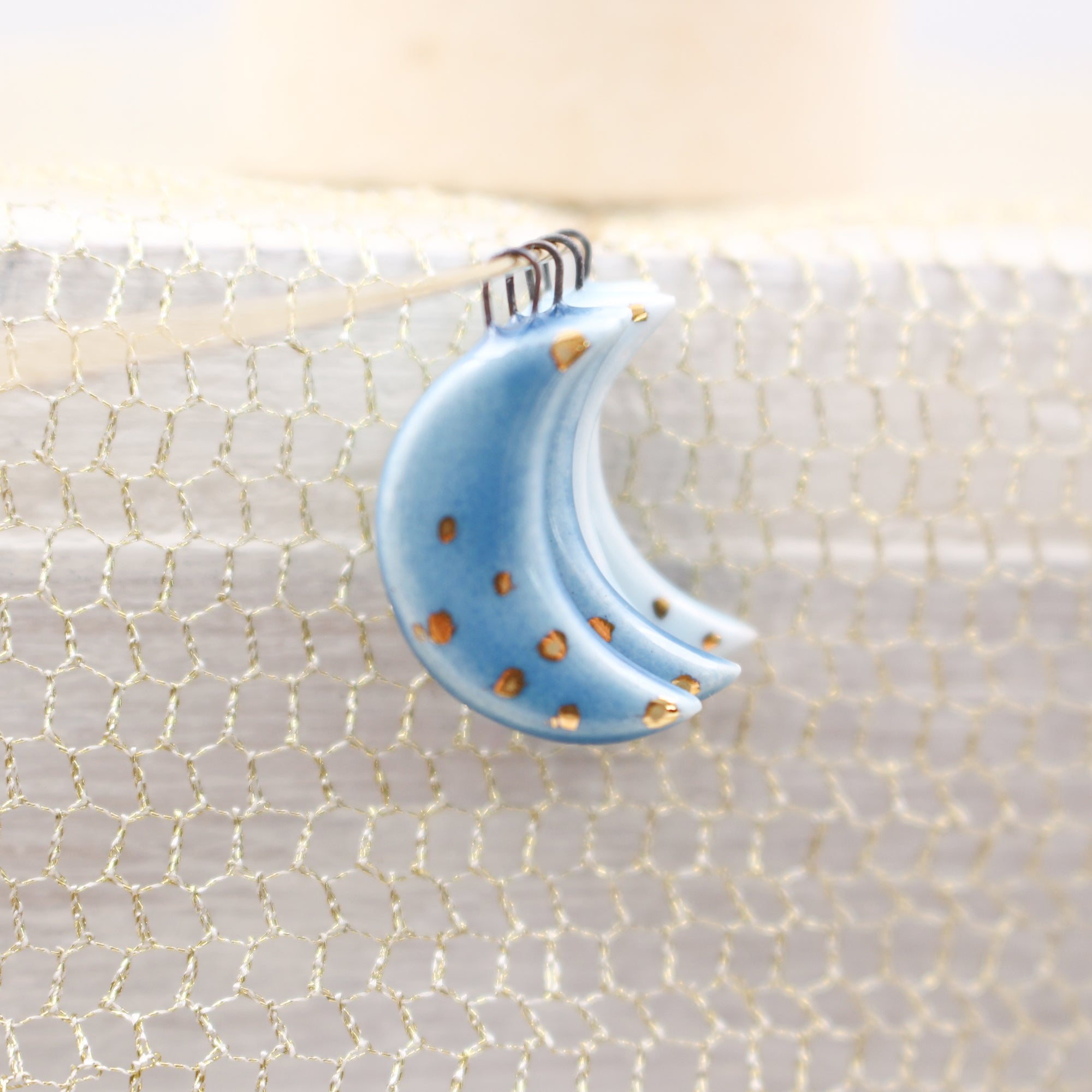 Ceramic Moon Charms for Jewelry and Accessories Making handmade in France by Alain Granell