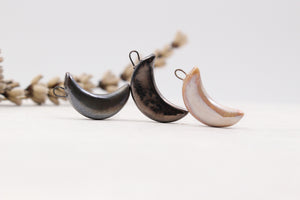Handmade ceramic moon charms for jewelry making - customizable colors