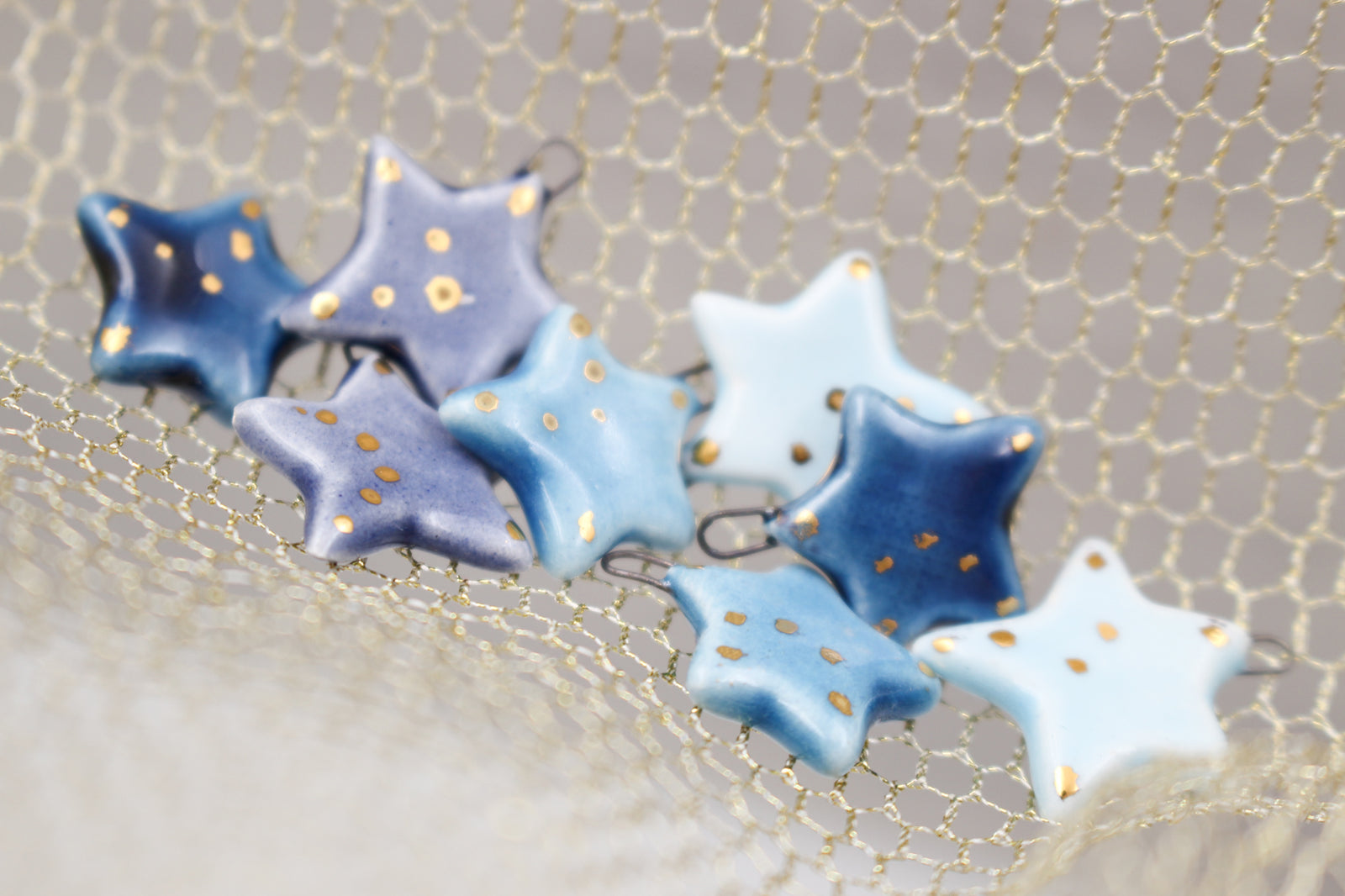 Ceramic Star Charms for Jewelry and Accessories Making handmade in France by Alain Granell