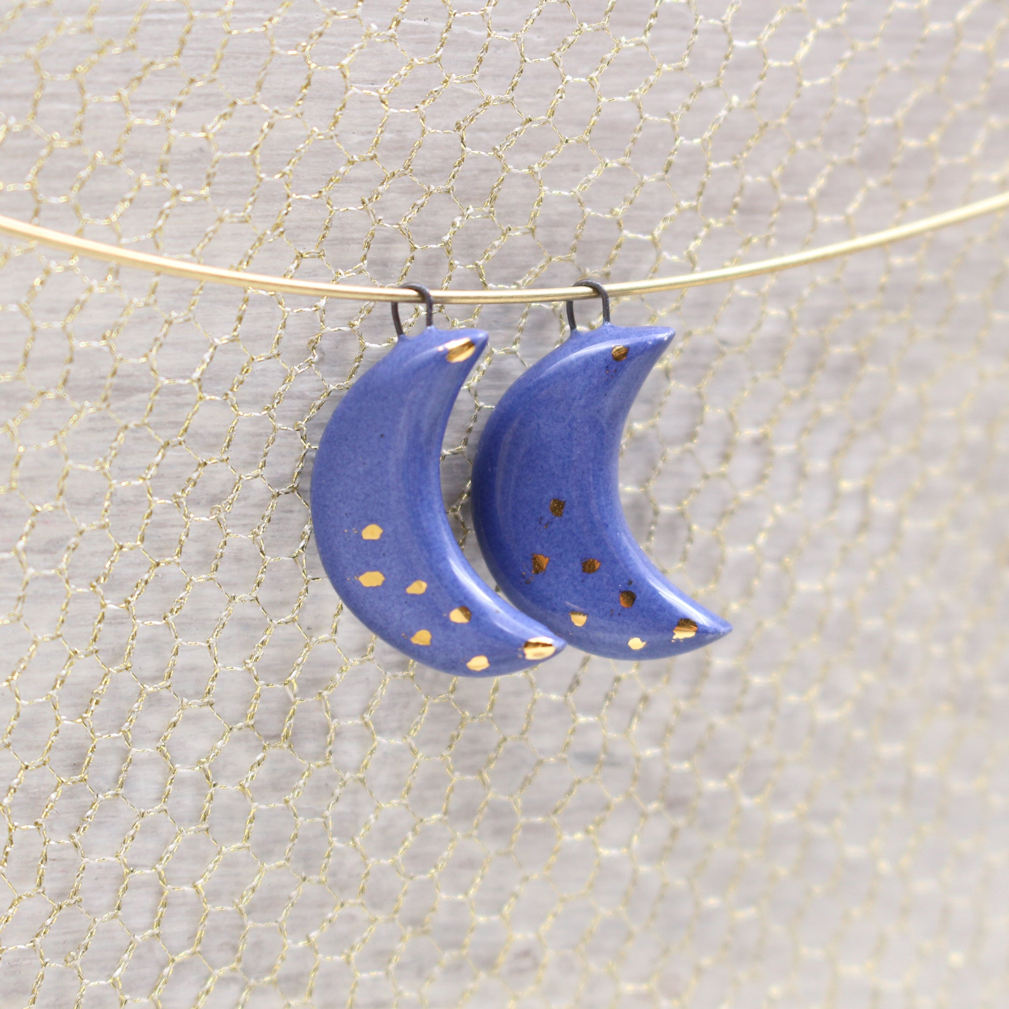 Ceramic Moon Charms for Jewelry and Accessories Making handmade in France by Alain Granell