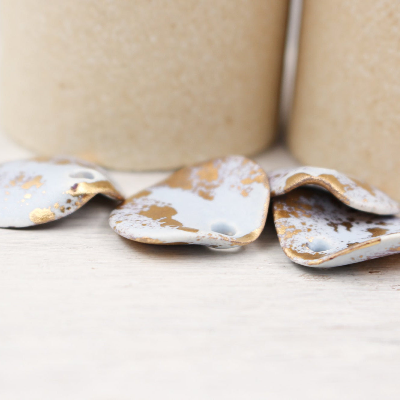 Petal Ceramic Charms with 24k Gold Details handmade in France by Alain Granell