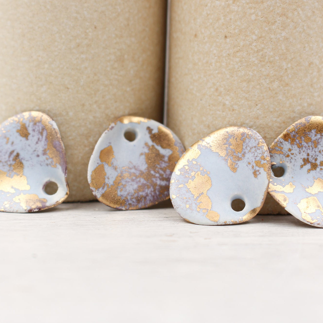 Petal Ceramic Charms with 24k Gold Details handmade in France by Alain Granell