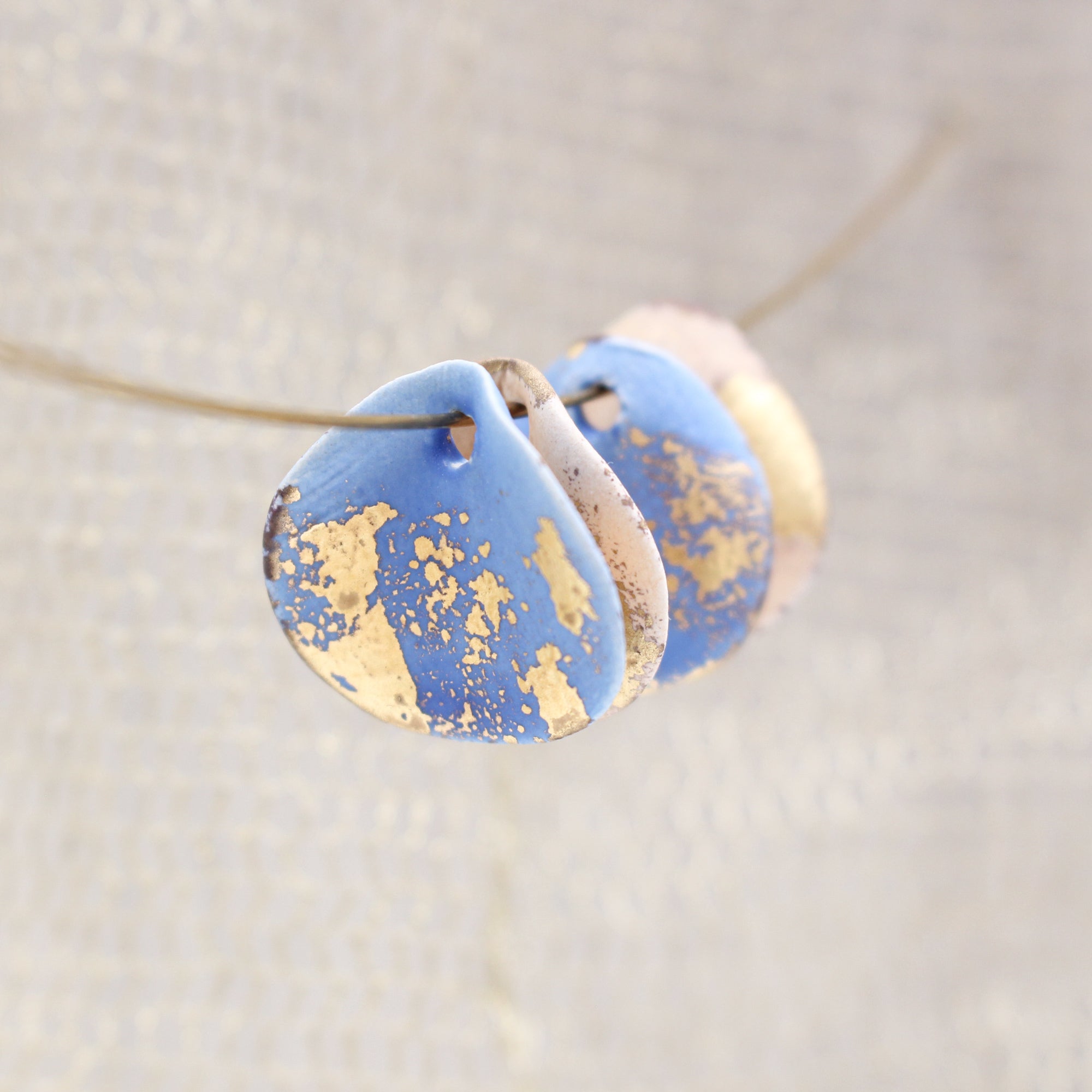 Petal Ceramic Charms with 24k Gold Details handmade in France by Alain Granell