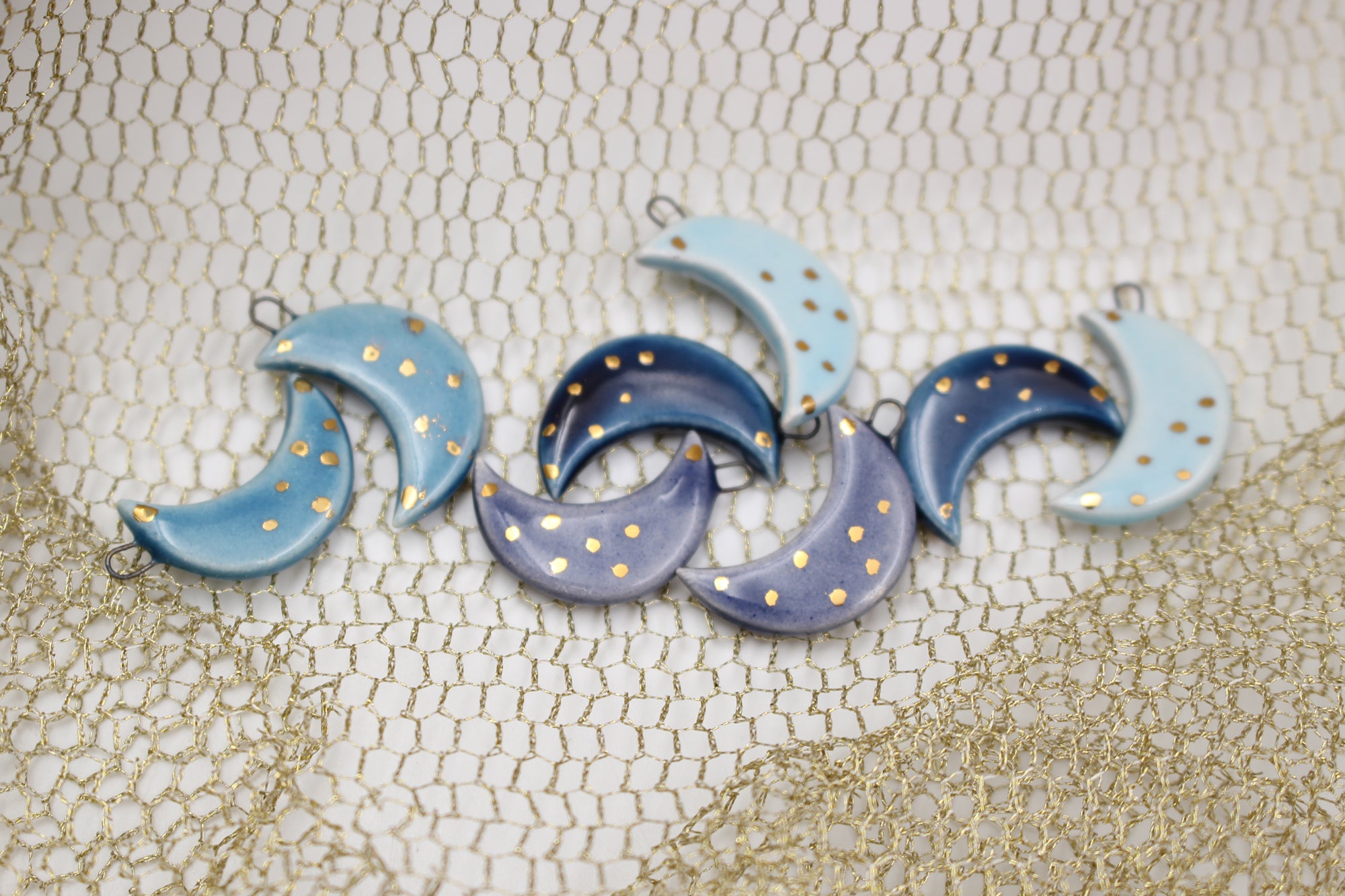 Ceramic Moon Charms for Jewelry and Accessories Making handmade in France by Alain Granell