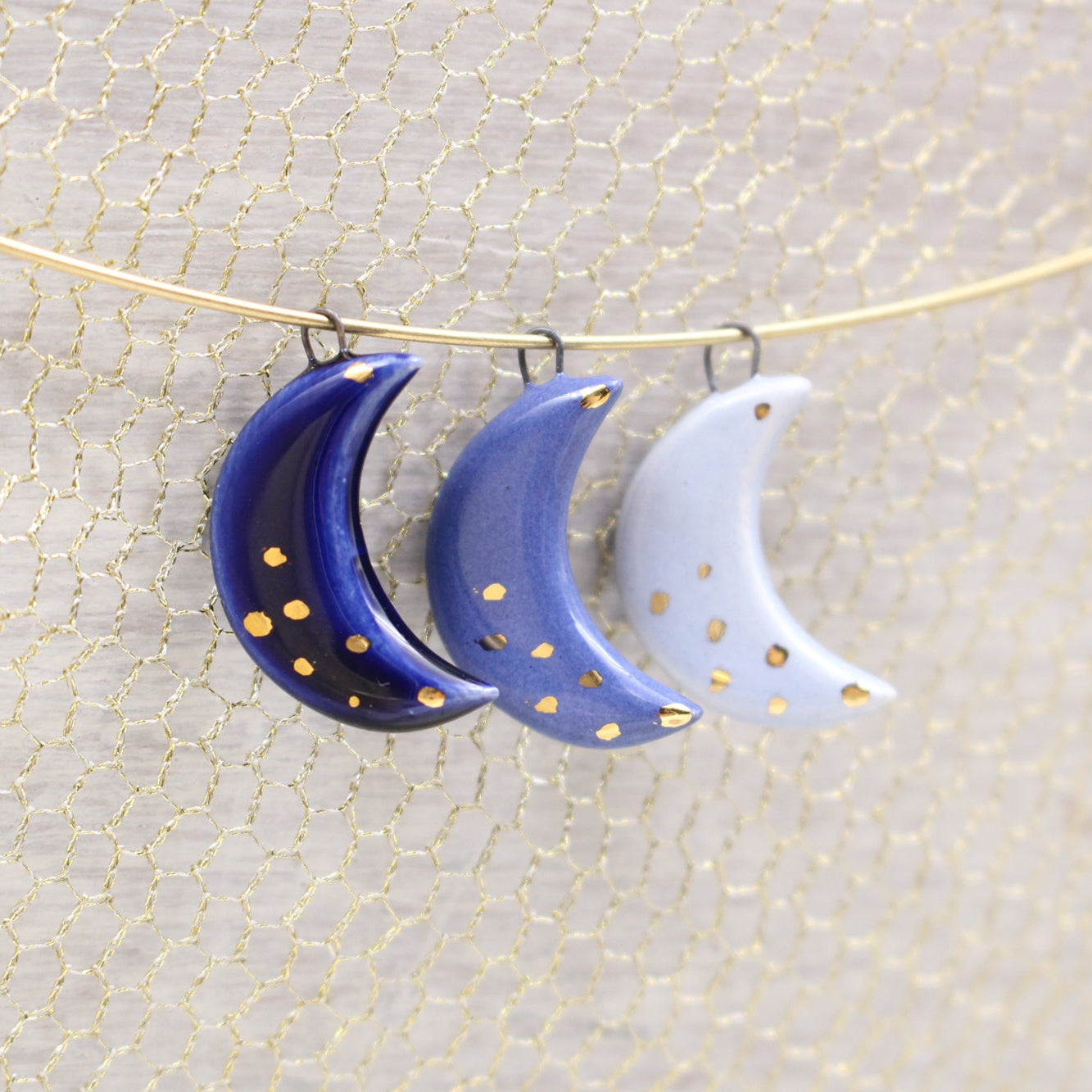 Ceramic Moon Charms for Jewelry and Accessories Making handmade in France by Alain Granell