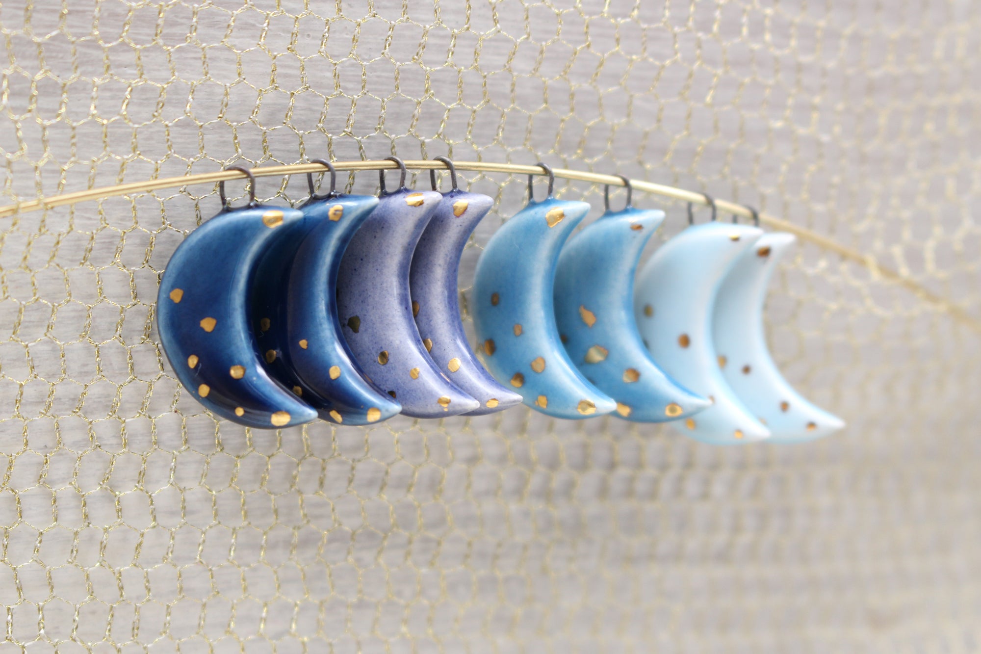 Ceramic Moon Charms for Jewelry and Accessories Making handmade in France by Alain Granell
