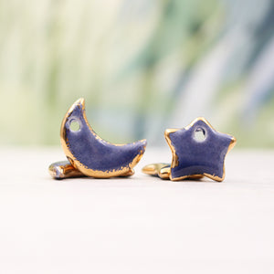 Ceramic Moon & Star Charms for Jewelry and Accessories Making handmade in France by Alain Granell