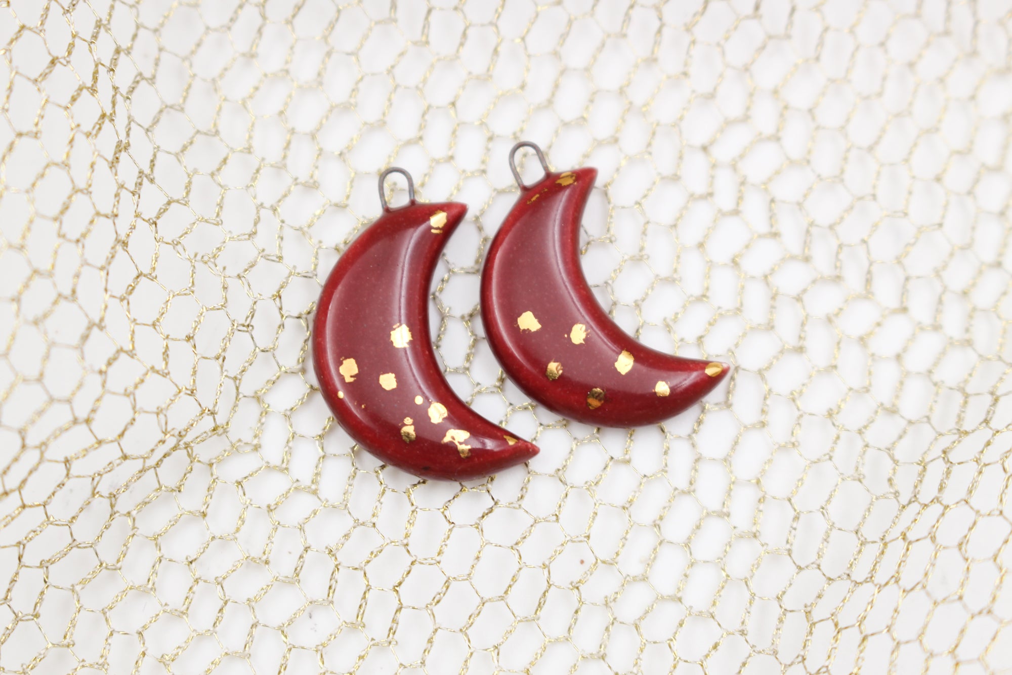 Ceramic Moon Charms for Jewelry and Accessories Making handmade in France by Alain Granell