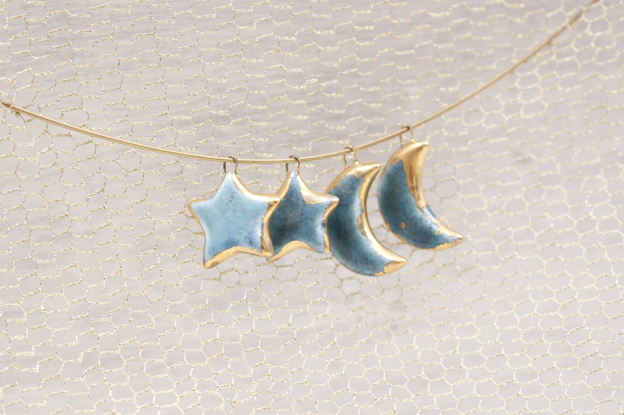 Ceramic Moon & Star Charms for Jewelry and Accessories Making handmade in France by Alain Granell