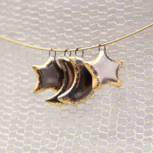 Ceramic Moon & Star Charms for Jewelry and Accessories Making handmade in France by Alain Granell