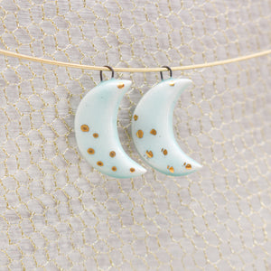 Ceramic Moon Charms for Jewelry and Accessories Making handmade in France by Alain Granell