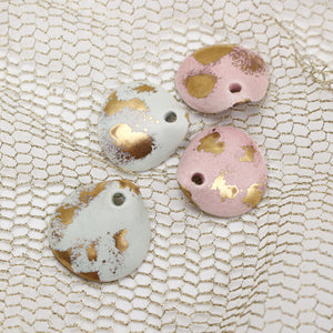 Petal Ceramic Charms with 24k Gold Details handmade in France by Alain Granell