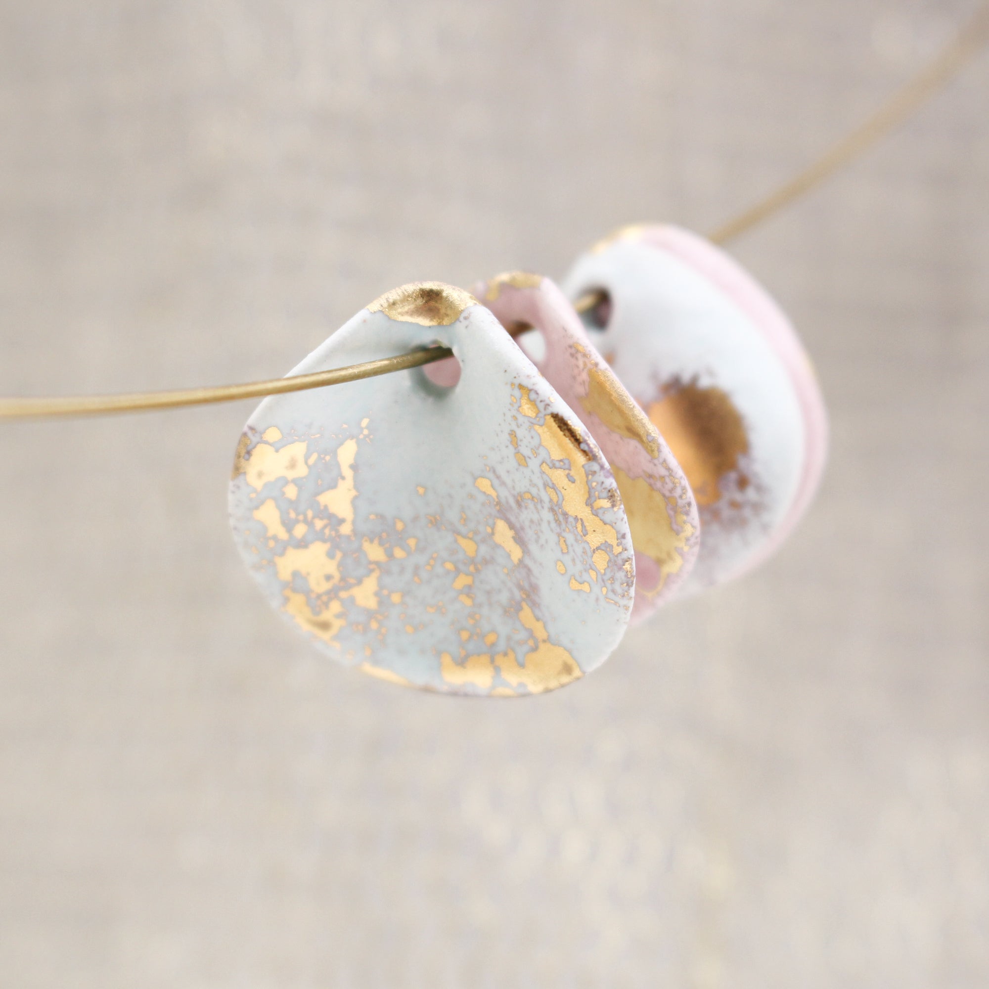 Petal Ceramic Charms with 24k Gold Details handmade in France by Alain Granell