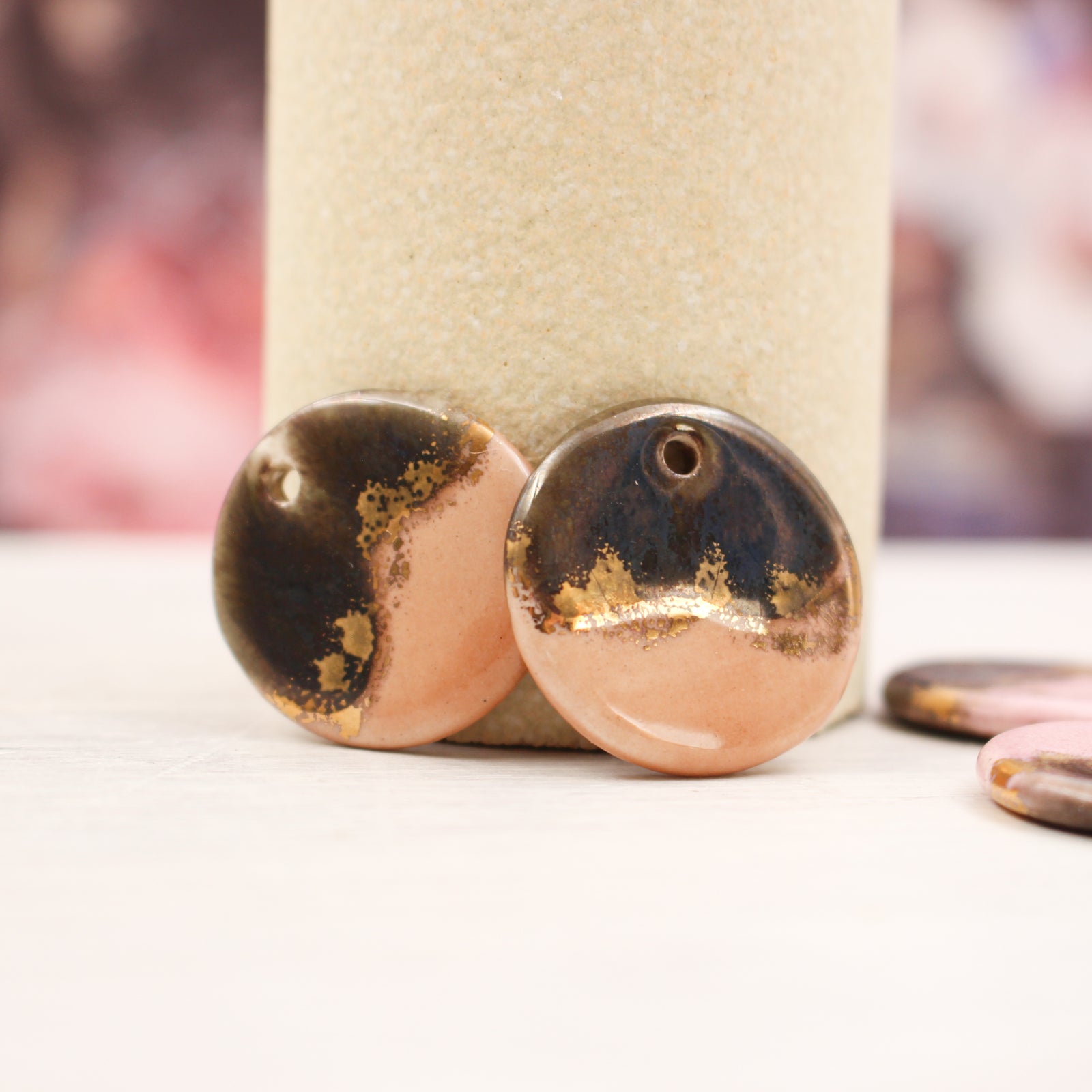 Ceramic Medal Charms for Jewelry and Accessories Making handmade in France by Alain Granell