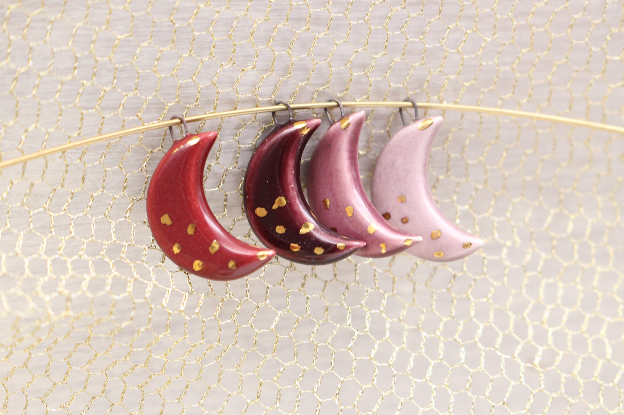 Ceramic Moon Charms for Jewelry and Accessories Making handmade in France by Alain Granell
