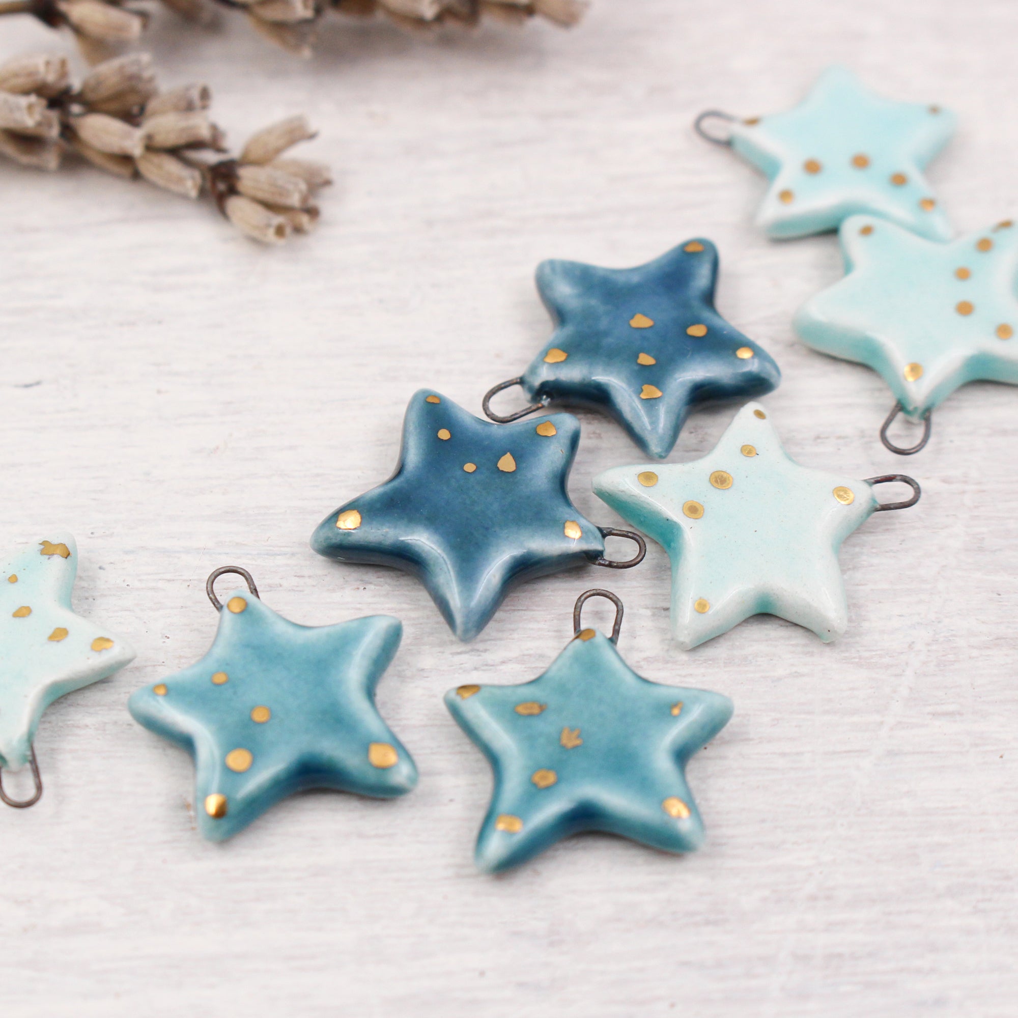 Ceramic Star Charms for Jewelry and Accessories Making handmade in France by Alain Granell