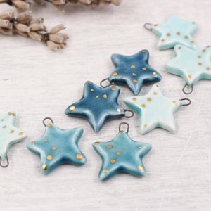 Ceramic Star Charms for Jewelry and Accessories Making handmade in France by Alain Granell