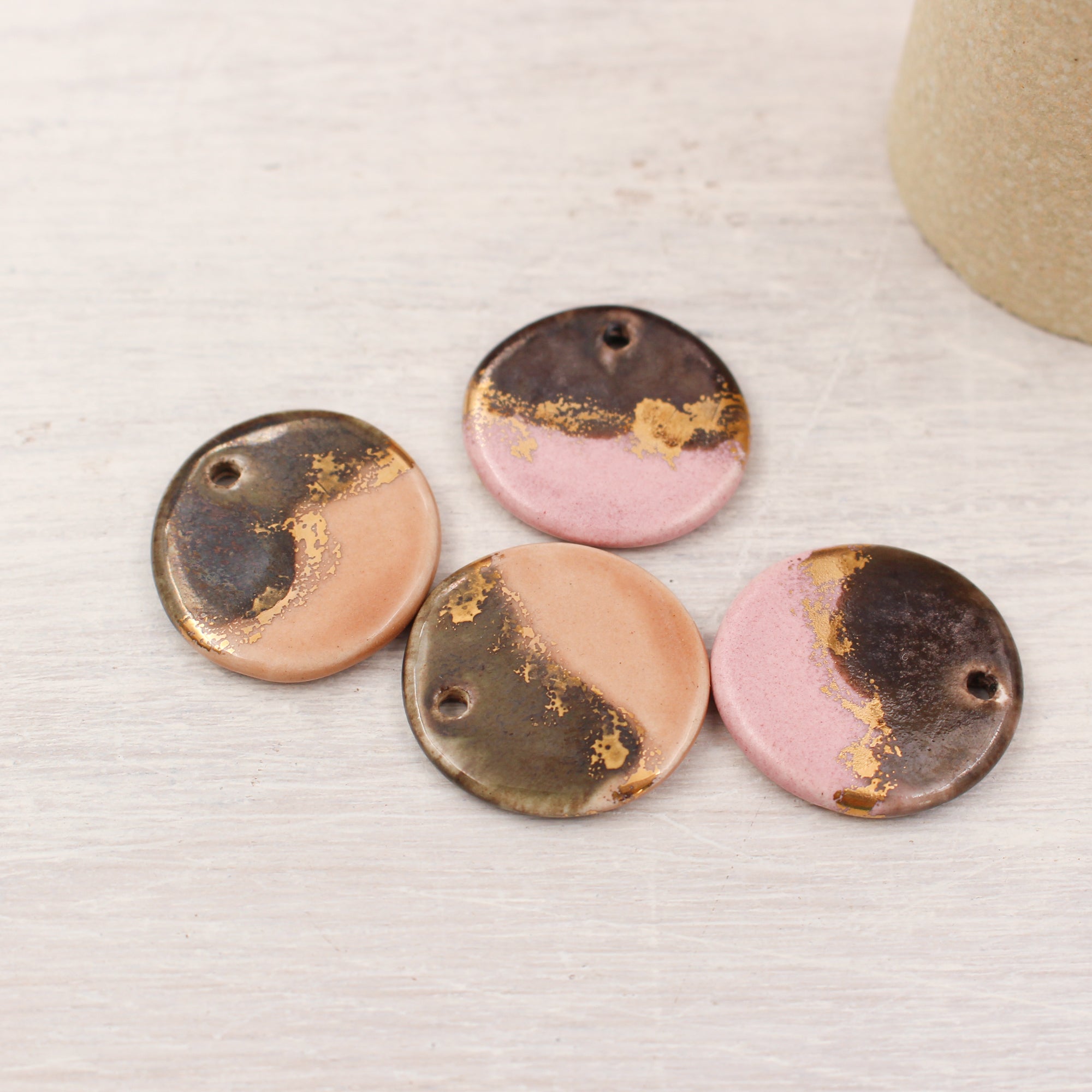 Ceramic Medal Charms for Jewelry and Accessories Making handmade in France by Alain Granell