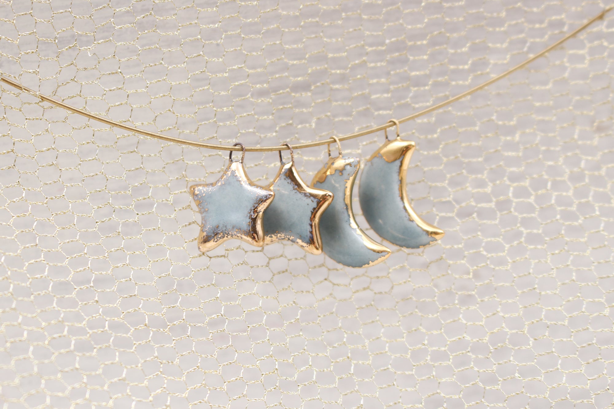 Ceramic Moon & Star Charms for Jewelry and Accessories Making handmade in France by Alain Granell