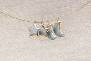 Ceramic Moon & Star Charms for Jewelry and Accessories Making handmade in France by Alain Granell