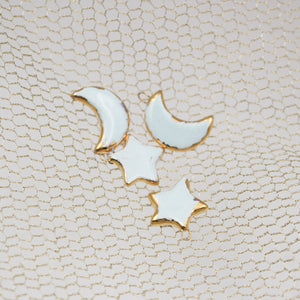 Ceramic Moon & Star Charms for Jewelry and Accessories Making handmade in France by Alain Granell