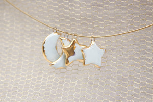 Ceramic Moon & Star Charms for Jewelry and Accessories Making handmade in France by Alain Granell
