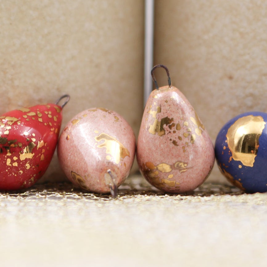 Ceramic and Gold Charms for Jewelry and Accessories Making handmade in France by Alain Granell