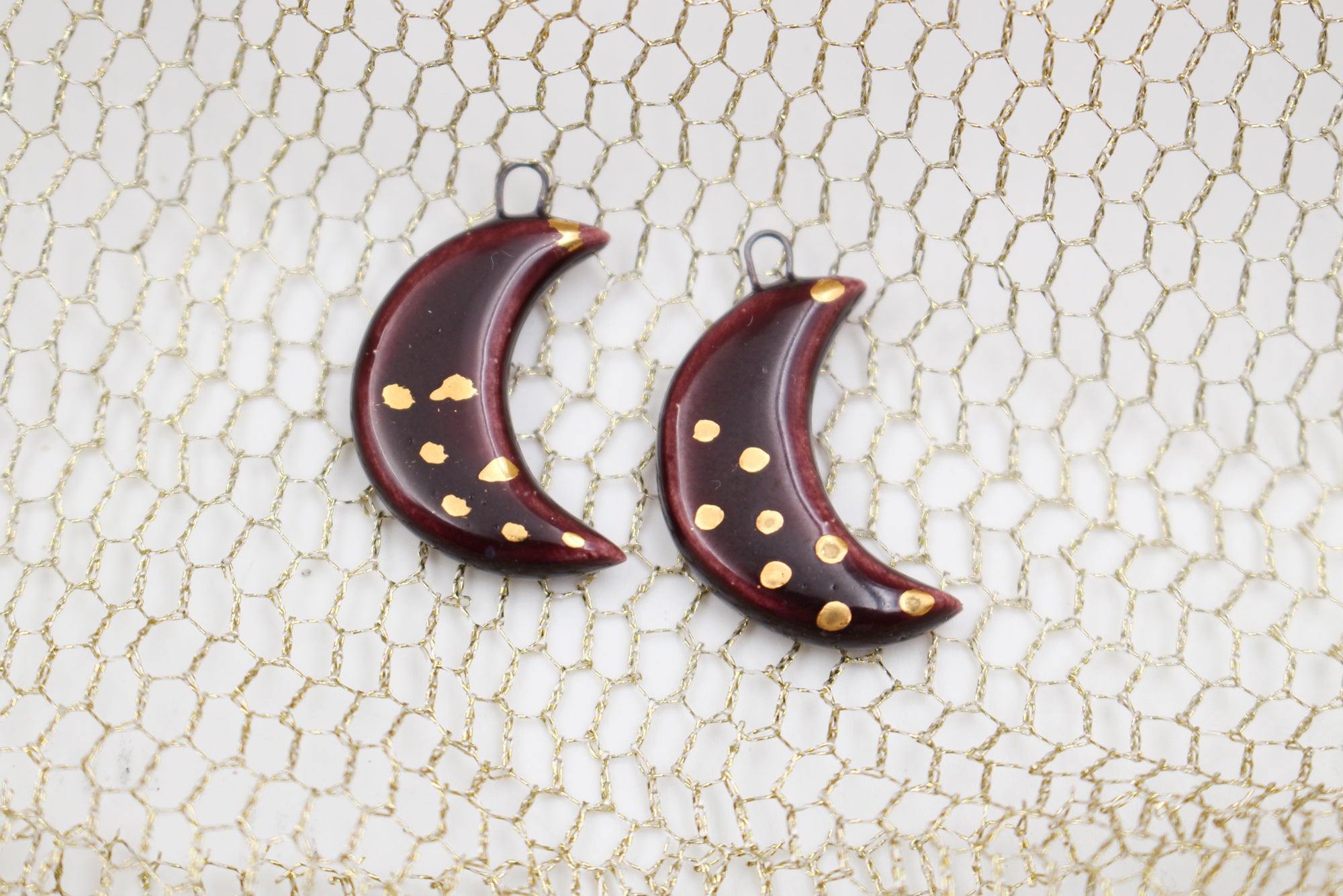 Ceramic Moon Charms for Jewelry and Accessories Making handmade in France by Alain Granell