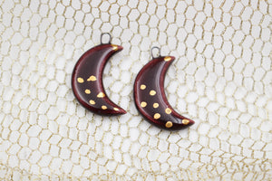 Ceramic Moon Charms for Jewelry and Accessories Making handmade in France by Alain Granell