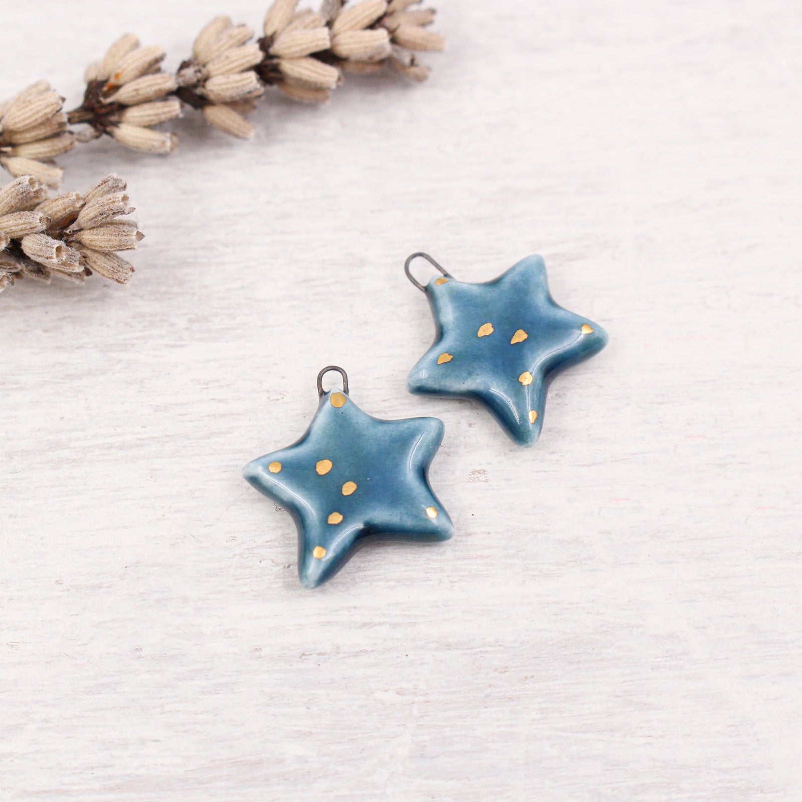 Ceramic Star Charms for Jewelry and Accessories Making handmade in France by Alain Granell