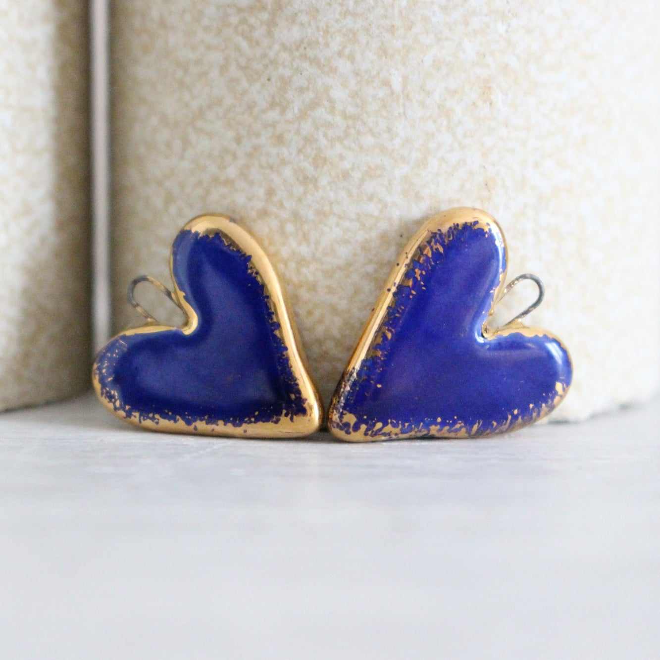 Ceramic Heart Charms for Jewelry and Accessories Making handmade in France by Alain Granell