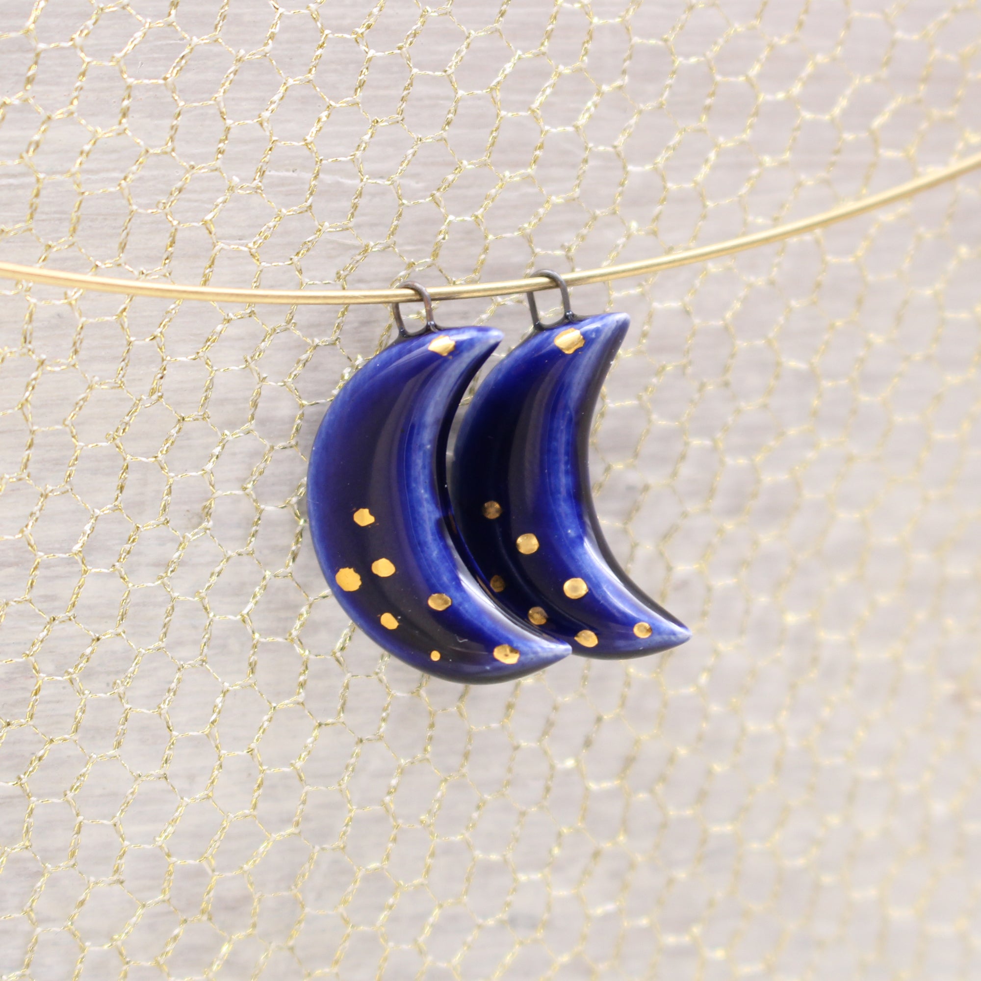 Ceramic Moon Charms for Jewelry and Accessories Making handmade in France by Alain Granell