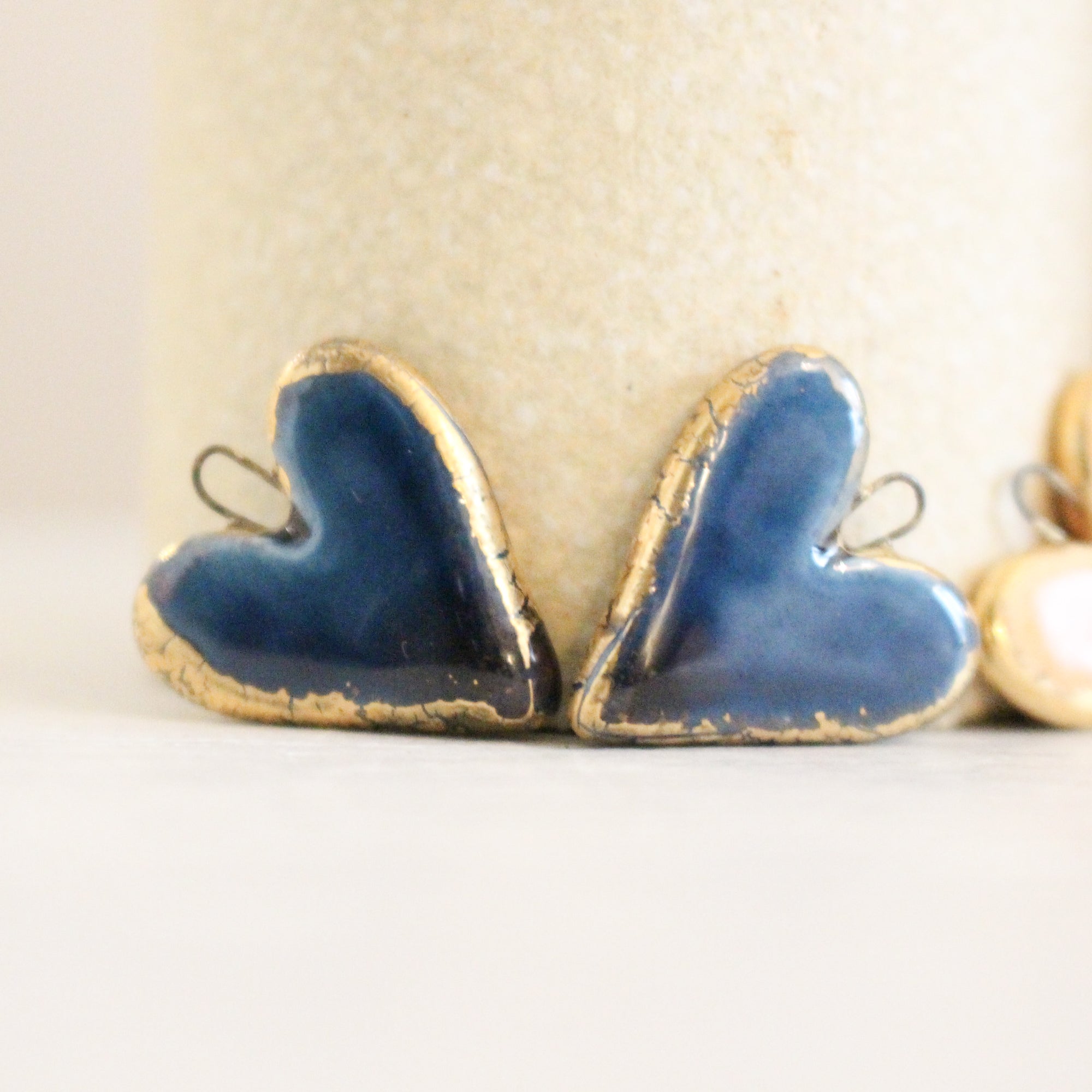 Ceramic Heart Charms for Jewelry and Accessories Making handmade in France by Alain Granell