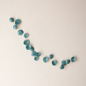 "Eucalyptus" Porcelain Wall Art of Handmade Teal Leaves  by Alain Granell