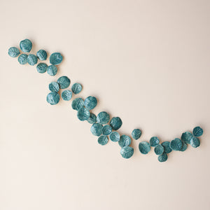 "Eucalyptus" Porcelain Wall Art of Handmade Teal Leaves  by Alain Granell