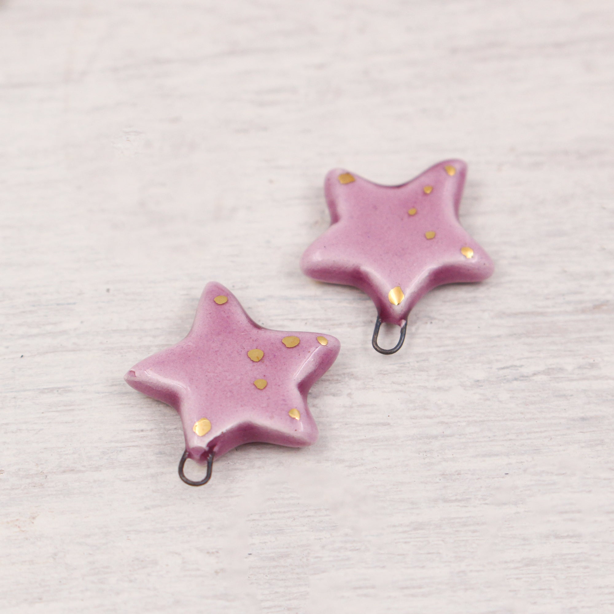 Ceramic Star Charms for Jewelry and Accessories Making handmade in France by Alain Granell