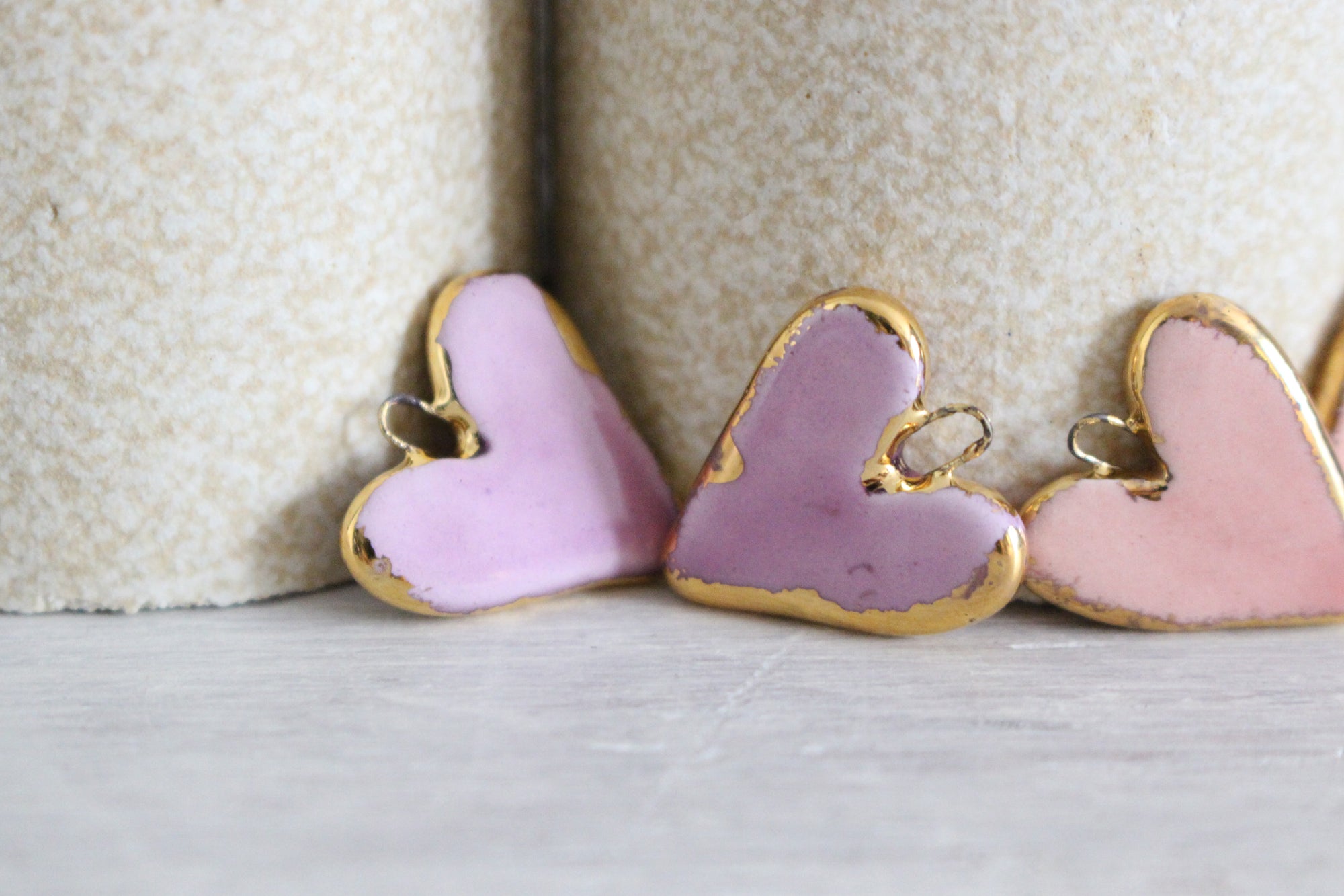 Ceramic Heart Charms for Jewelry and Accessories Making handmade in France by Alain Granell