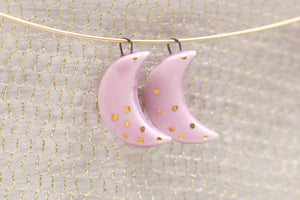 Ceramic Moon Charms for Jewelry and Accessories Making handmade in France by Alain Granell