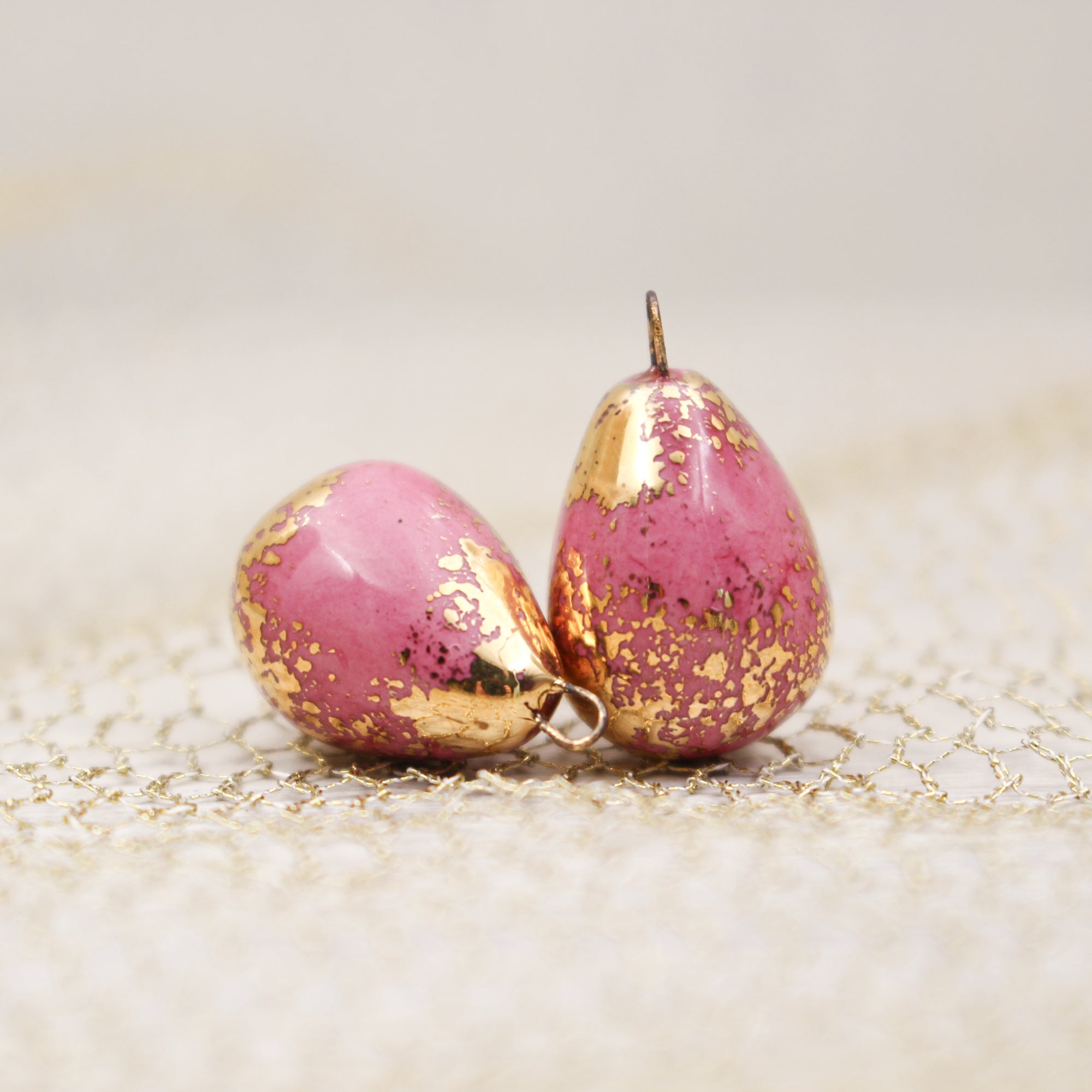 Ceramic and Gold Charms for Jewelry and Accessories Making handmade in France by Alain Granell