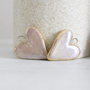 Ceramic Heart Charms for Jewelry and Accessories Making handmade in France by Alain Granell