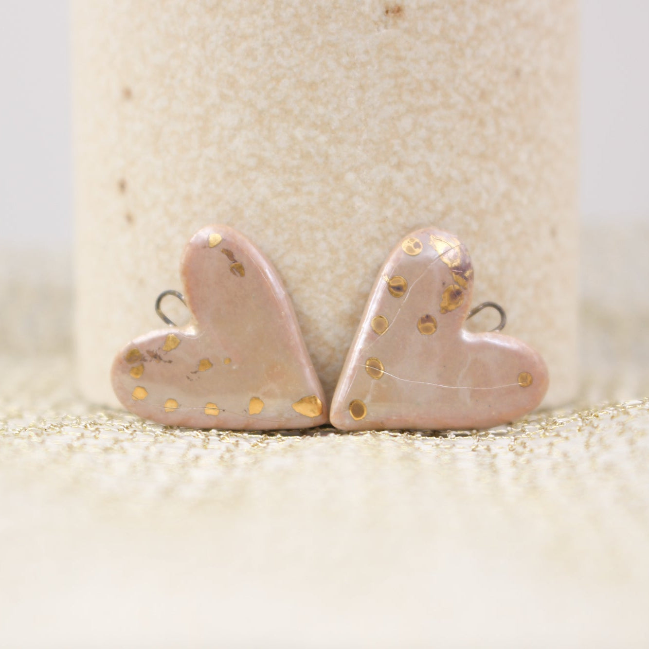 Ceramic Heart Charms for Jewelry and Accessories Making handmade in France by Alain Granell