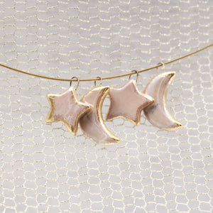 Ceramic Moon & Star Charms for Jewelry and Accessories Making handmade in France by Alain Granell