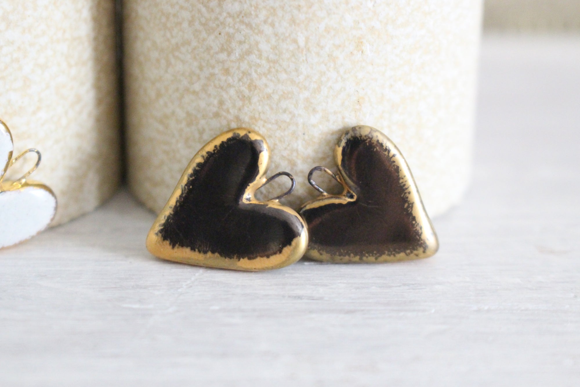 Ceramic Heart Charms for Jewelry and Accessories Making handmade in France by Alain Granell