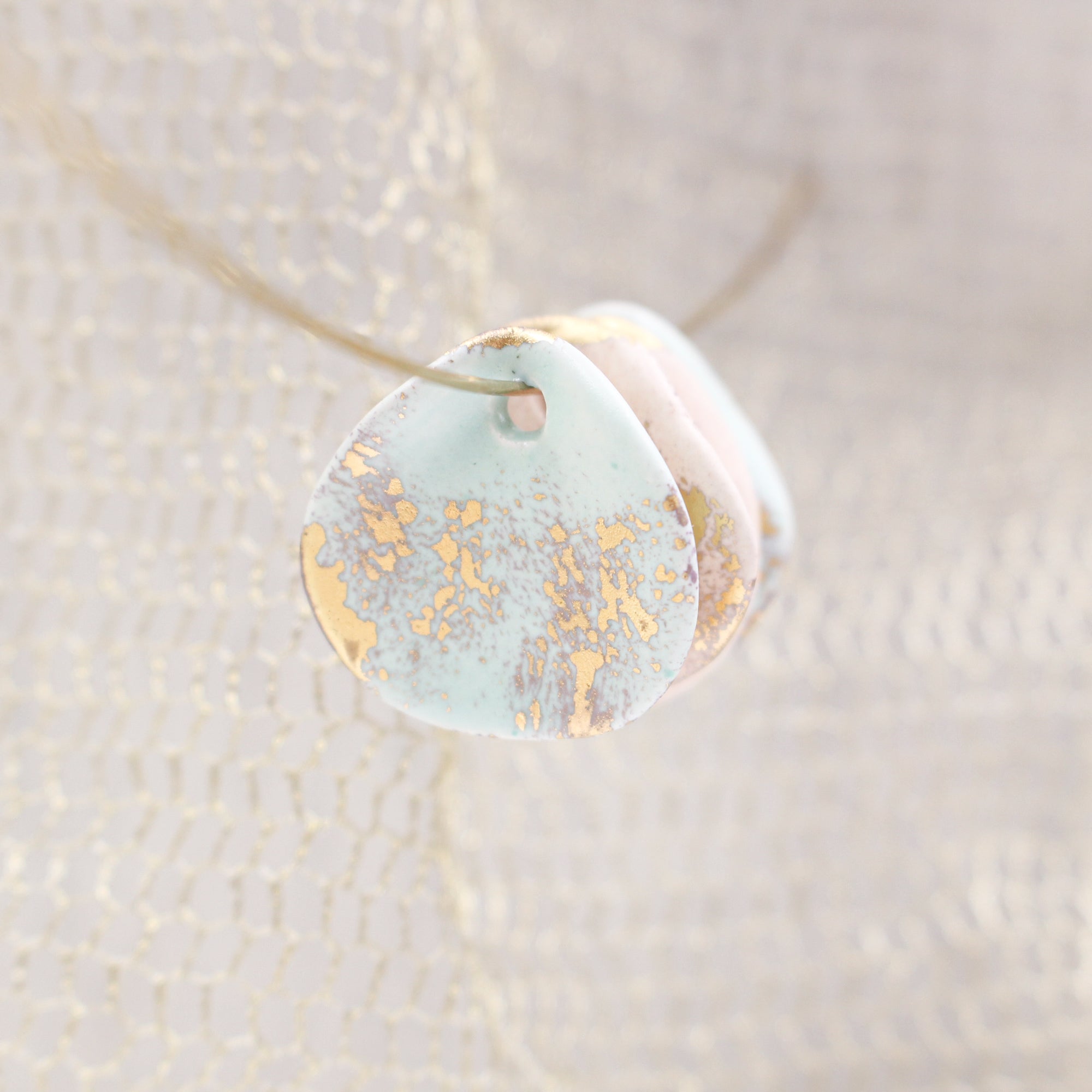 Petal Ceramic Charms with 24k Gold Details handmade in France by Alain Granell