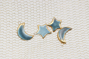 Ceramic Moon & Star Charms for Jewelry and Accessories Making handmade in France by Alain Granell